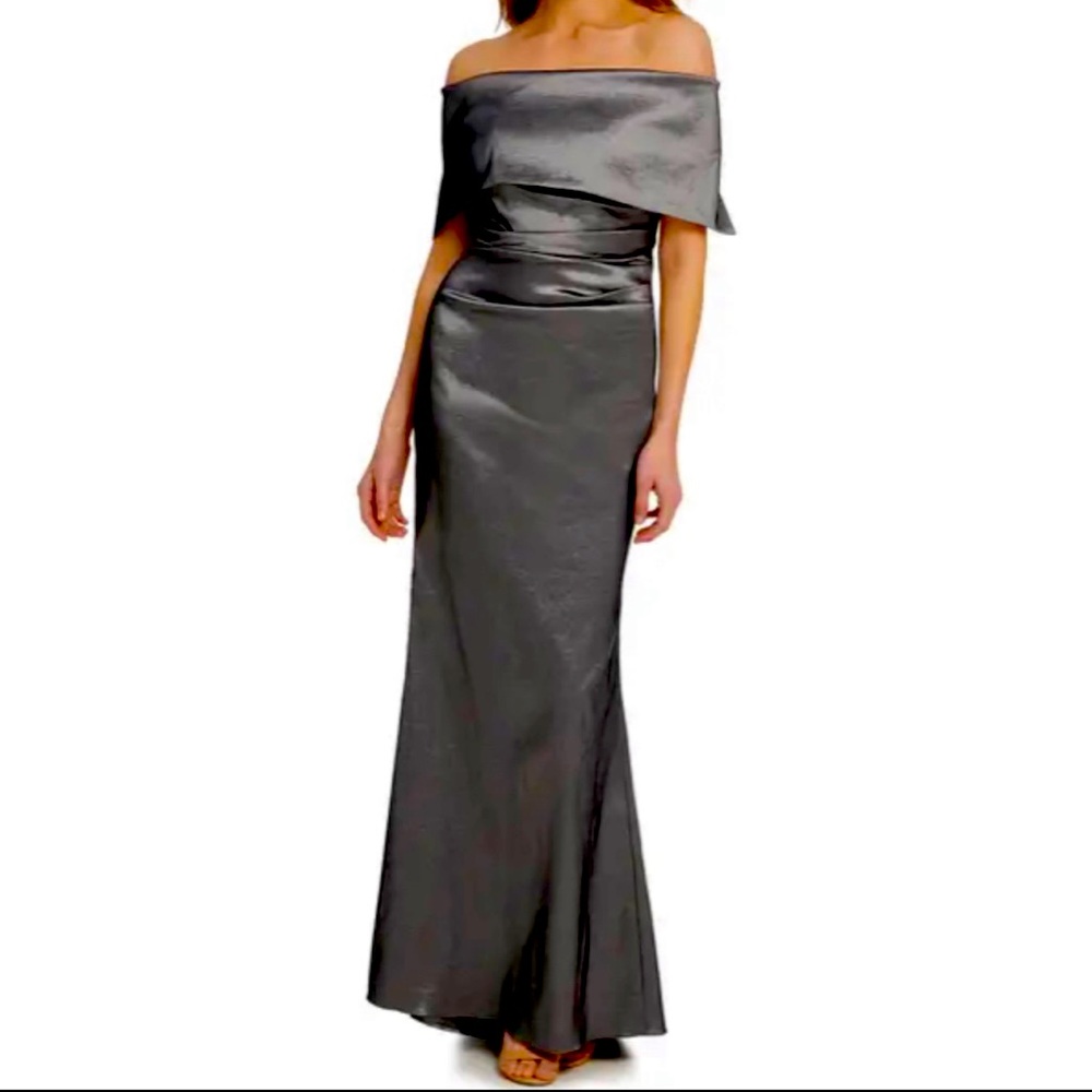 Vince Camuto Dress Off The Shoulder Evening Gown In Gunmetal NWT